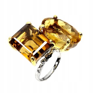 925 Pierścionek srebrny zjawiskowy naturalne 42ct cytryny r 16