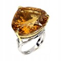 Zjawiskowy pierścionek srebrny naturalny ogromny 34.2ct cytryn r 17.5 925