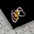 925 Piękny elegancki pierścionek naturalne granaty cytryny r 16
