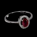925 Srebro delikatny pierścionek r 14.5 naturalny rubin cyrkonie