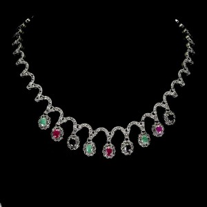 Zjawiskowy 925 elegancki naszyjnik szmaragdy markazyty rubiny szafiry