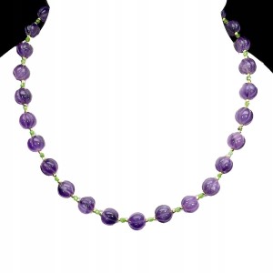 925 Srebrny zjawiskowy naszyjnik naturalne ametysty diopsydy piękny