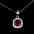 Elegancki delikatny 925 srebrny naszyjnik naturalny rubin cyrkonie