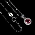 Elegancki delikatny 925 srebrny naszyjnik naturalny rubin cyrkonie