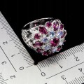 Pierścionek srebrny elegancki naturalne rodolity granaty tanzanity r 16 925