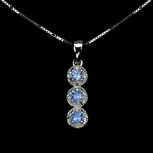 Naszyjnik delikatny naturalne Myanmar szafiry niebieskie i białe topazy 925