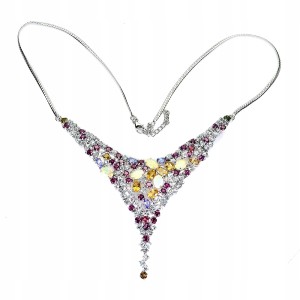 Zjawiskowy naszyjnik srebrny naturalne opale ogniste akwamaryny cytryny 925