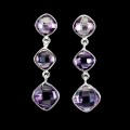 Wiszące srebrne eleganckie kolczyki 925 ametysty naturalne 1