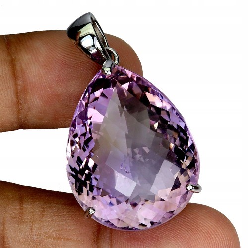 Srebrny zjawiskowy elegancki wisiorek naturalny 66ct ametryn