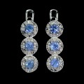 1 Kolczyki 925 naturalne białe topazy niebieskie szafiry Myanmar delikatne