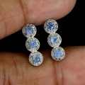 1 Kolczyki 925 naturalne białe topazy niebieskie szafiry Myanmar delikatne