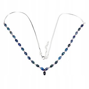 Srebrny elegancki naszyjnik naturalne granaty czarne opale zjawiskowy