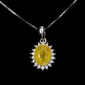 925 Delikatny elegancki srebro naszyjnik cyrkonie żółty szafir naturalny