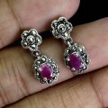 Srebrne eleganckie kolczyki naturalne rubiny markazyty 925 1