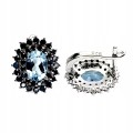 1 Srebrne delikatne kolczyki naturalne topazy sky blue czarne spinele