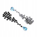 1 Srebro eleganckie wiszące kolczyki natural topazy sky blue czarne spinele