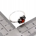 Pierścionek elegancki srebro 925 naturalny granat czarne spinele r 14.5
