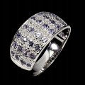 Pierścionek r 18 elegancki naturalne tanzanity srebrny 925