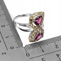 925 Piękny elegancki pierścionek naturalne granaty szafiry Songea r 16