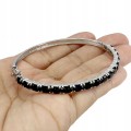 925 Srebrna bransoletka piękna elegancka opale czarne naturalne