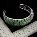 925 Bransoletka elegancka srebrna naturalne szmaragdy zjawiskowa
