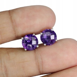 Kolczyki srebrne piękne delikatne naturalne ametysty eleganckie 3