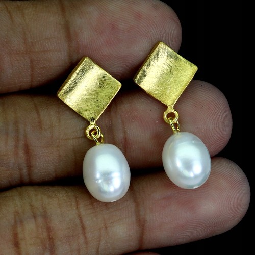 Srebrne eleganckie kolczyki 925 naturalne perły 3