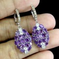 Srebrne zjawiskowe kolczyki naturalne szafiry Songea ametysty akwamaryny 3