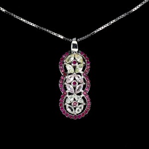 Naszyjnik delikatny naturalne cejlońskie szafiry rubiny srebro 925