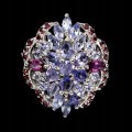 925 Pierścionek srebrny elegancki naturalne rodolity granaty tanzanity r 16