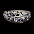 Pierścionek srebrny naturalne rodolity granaty tanzanity r 17 elegancki