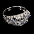 Pierścionek srebrny naturalne rodolity granaty tanzanity r 17 elegancki