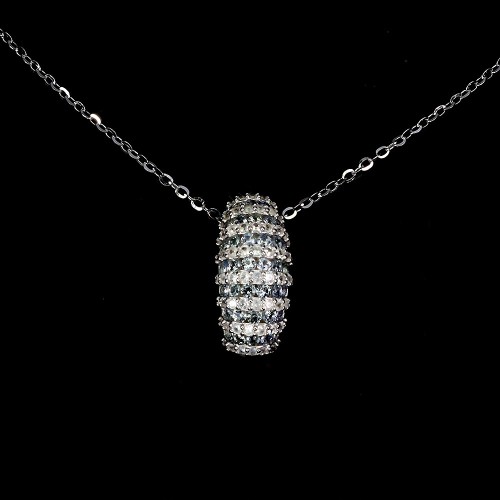 Naszyjnik srebrny 925 naturalne niebieskie szafiry białe topazy elegancki