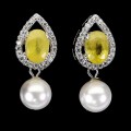 Srebrne delikatne eleganckie kolczyki natural szafiry żółte masa perłowa 2