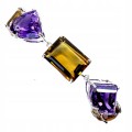 Elegancka zjawiskowa bransoletka naturalne ametysty cytryny 158ct srebrna