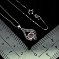 Srebrny 925 elegancki naszyjnik delikatny naturalny ognisty opal cyrkonie