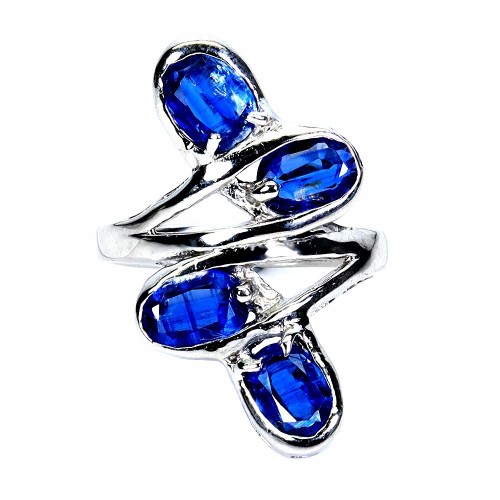 Pierścionek r 16.5 elegancki srebrny naturalne kianity zjawiskowy