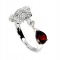 Srebrny delikatny pierścionek r 17 naturalny granat cyrkonie słoń