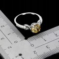 925 Pierścionek elegancki r 14 srebrny delikatny cyrkonie cytryn naturalny