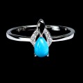 925 Srebrny delikatny pierścionek turkus cyrkonie r 15