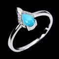 925 Srebrny delikatny pierścionek turkus cyrkonie r 15