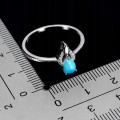 925 Srebrny delikatny pierścionek turkus cyrkonie r 15