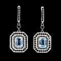 Srebro eleganckie wiszące kolczyki natural topazy sky blue czarne spinele 2