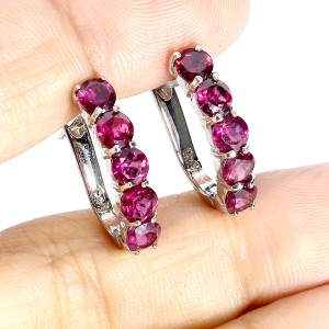 Srebrne eleganckie delikatne kolczyki naturalne granaty rodolity 2