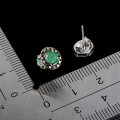 Kolczyki delikatne naturalne diamenty srebro szmaragdy 925 2