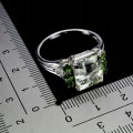 925 Pierścionek srebrny elegancki naturalny zielony ametyst diopsydy r 26
