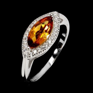 925 Pierścionek r 16 srebrny delikatny cyrkonie cytryn naturalny