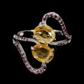 925 Piękny elegancki pierścionek naturalne granaty cytryny r 19.5