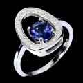 925 Srebrny elegancki delikatny pierścionek naturalny iolit cyrkonie r 14