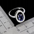 925 Srebrny elegancki delikatny pierścionek naturalny iolit cyrkonie r 14